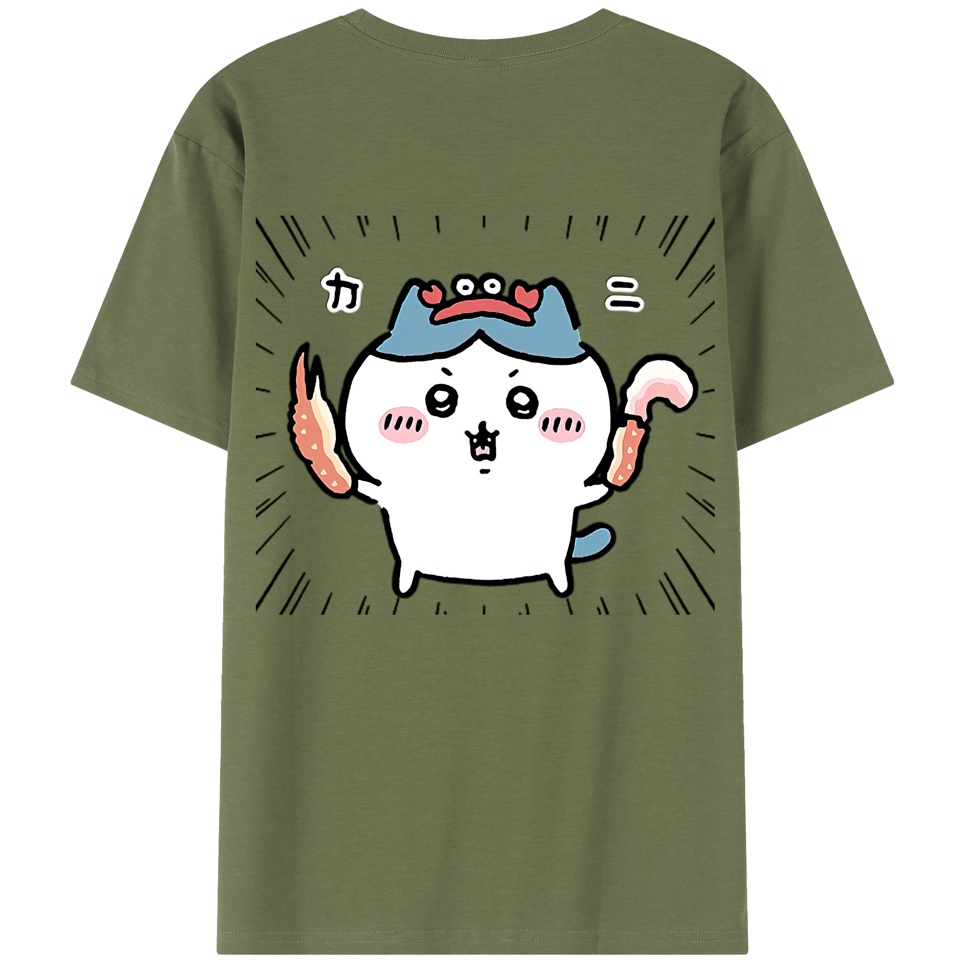 （画像用） ちいかわ ハチワレ Chii-kawa hachiware 綿100％半袖Tシャツ（背面プリント）